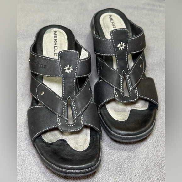 Merrell Shoes - MERRELL Luxe Slide Sandal Womens Size 10 Black Strappy Slip On Cushioned Comfort